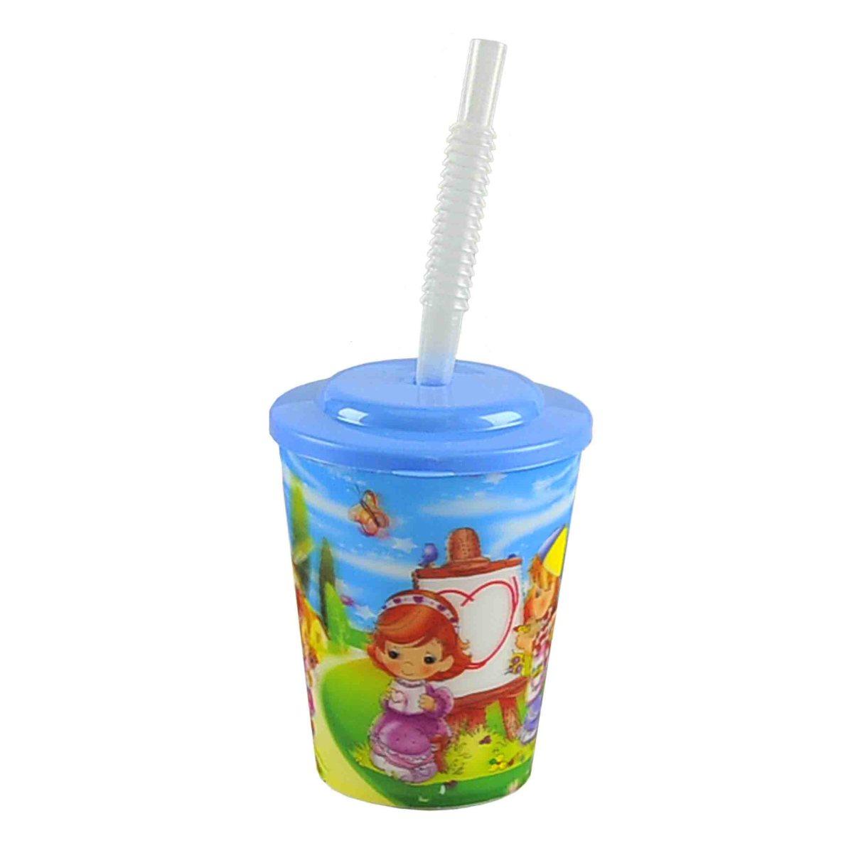 Bicchiere pl cartoni cop cannuccia