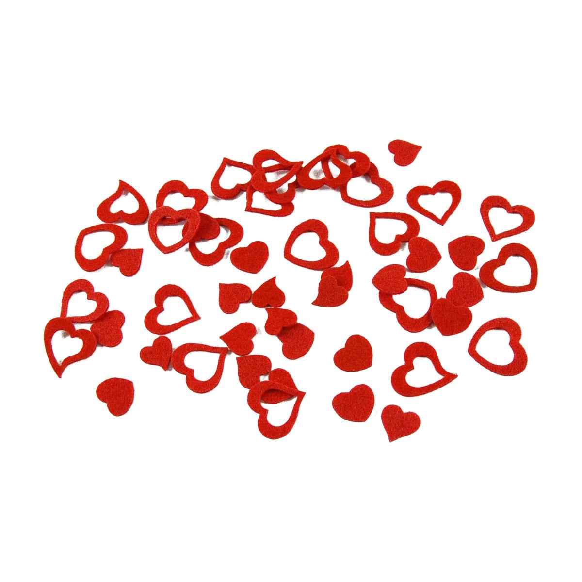 Confetti decorativi tavola cuore panno rosso da 15 30mm