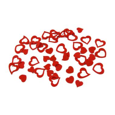 Confetti decorativi tavola cuore panno rosso da 15 30mm