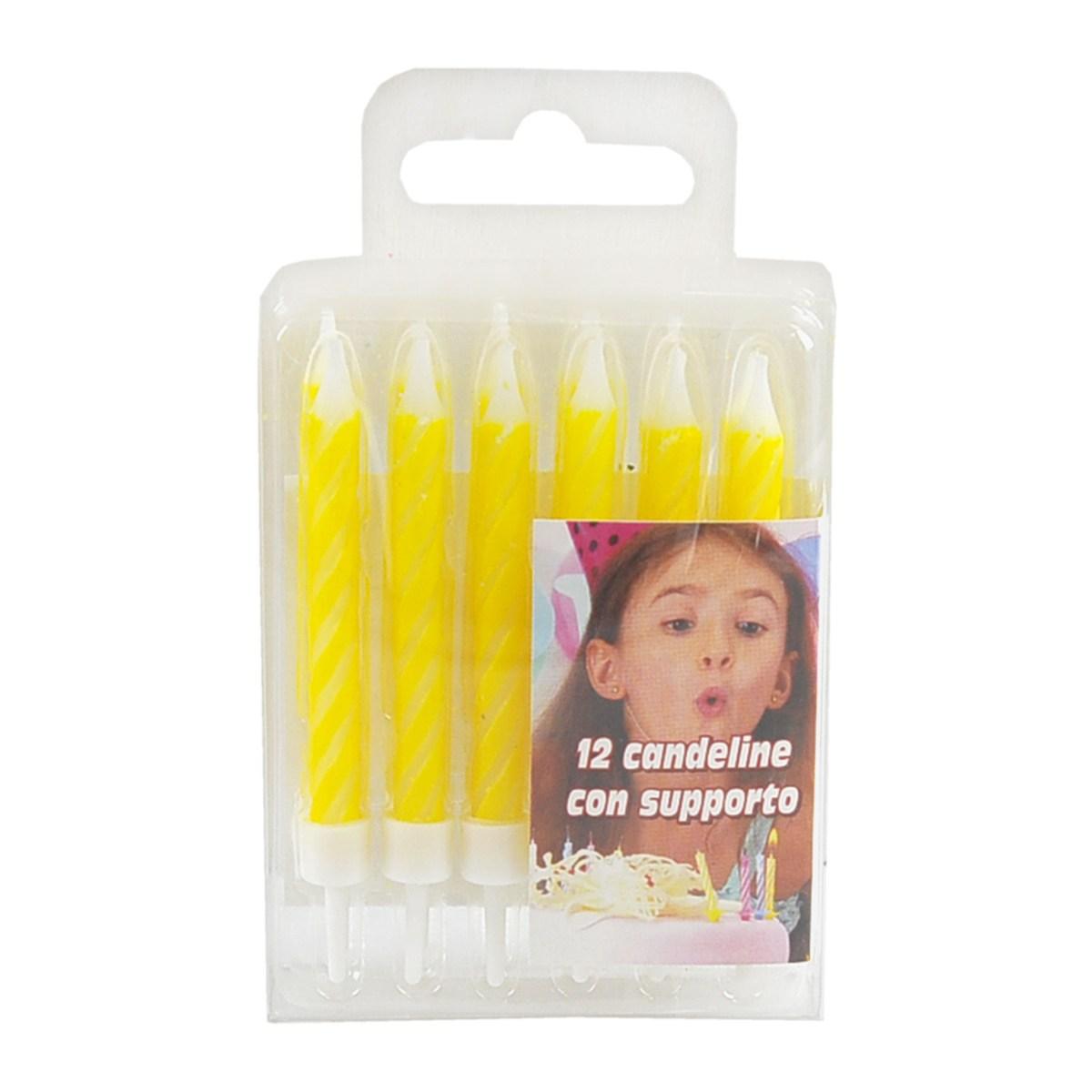 Candelina compleanno strisce giallo 12 pz