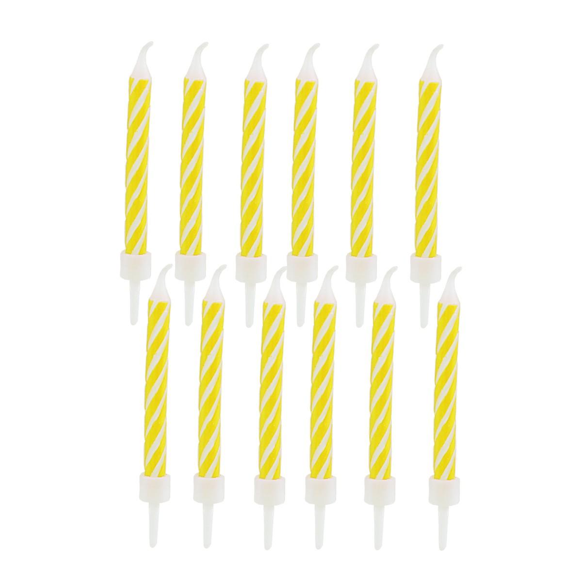 Candelina compleanno strisce giallo 12 pz