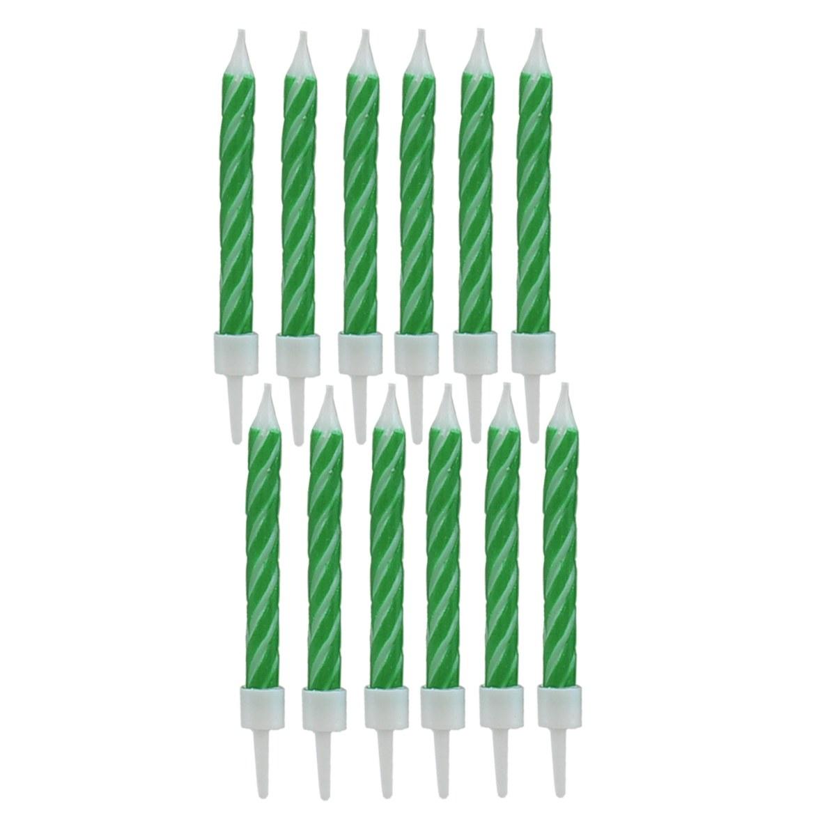 Candelina compleanno strisce verde 12 pz