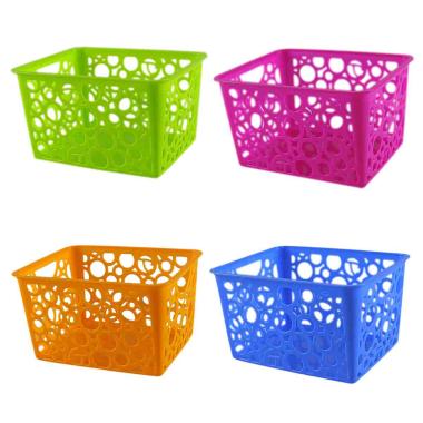 Cesto pvc rettangolare fori 4 colori 14 x 11 cm