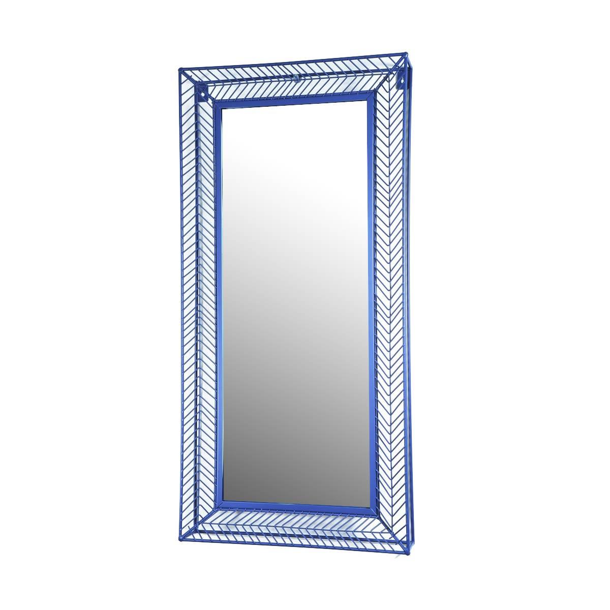 Specchio da muro metallo blu 38 x 8,5 x 78 cm