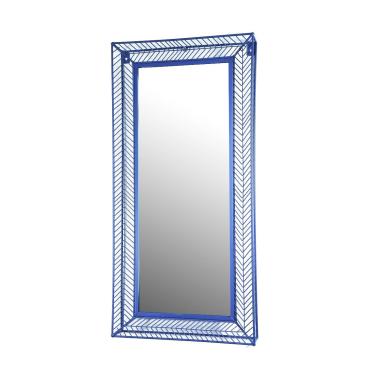 Specchio da muro metallo blu 38 x 8,5 x 78 cm