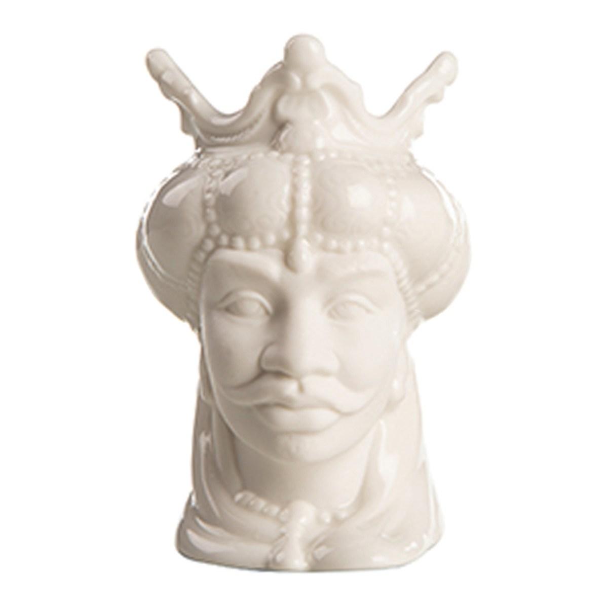 Vaso porcellana testa moro re bianco 10 cm