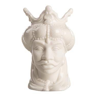 Vaso porcellana testa moro re bianco 10 cm