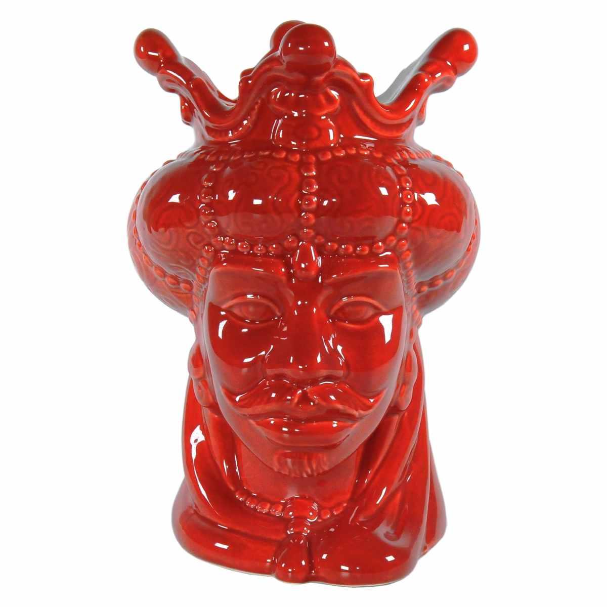 Vaso porcellana testa moro re corallo 24 cm