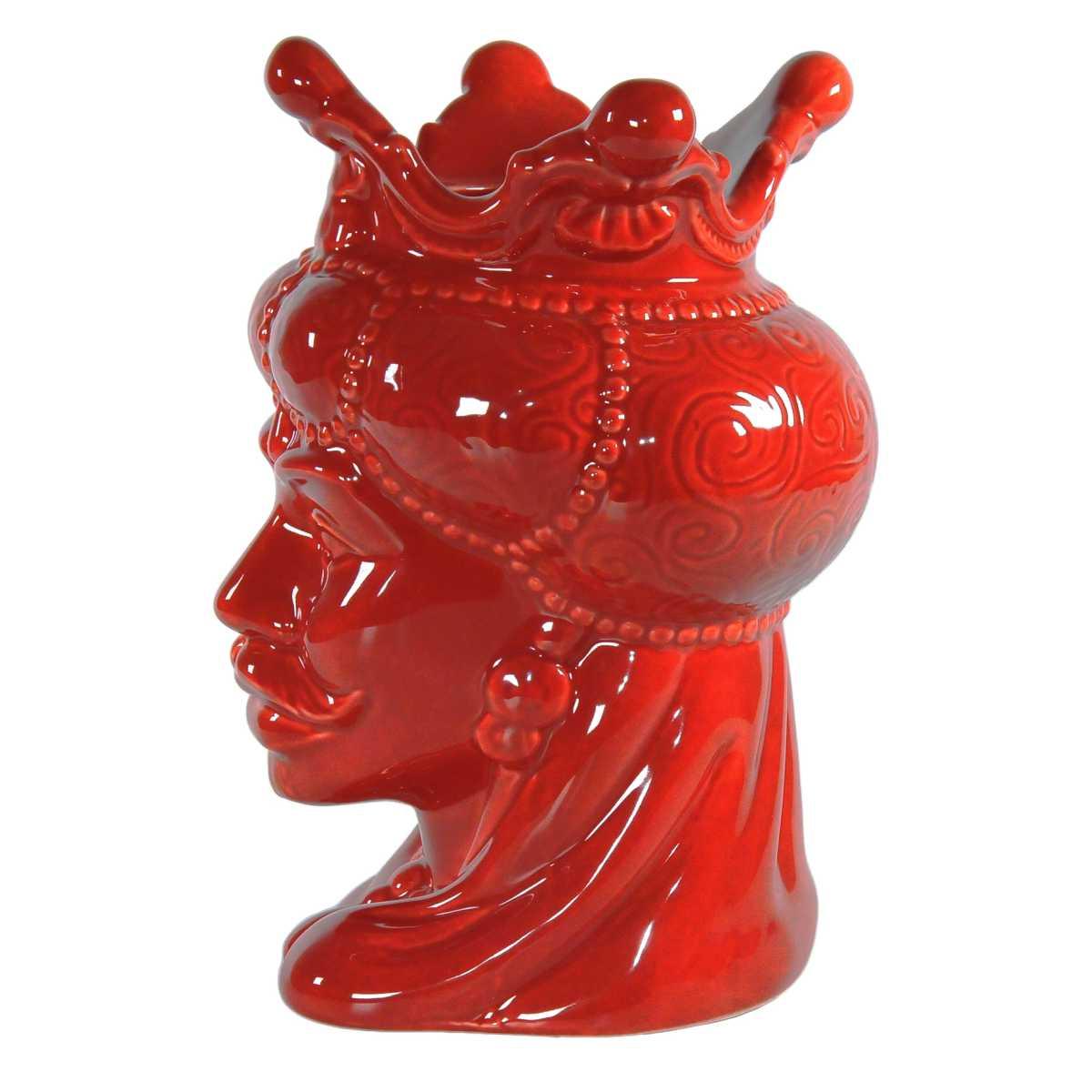 Vaso porcellana testa moro re corallo 24 cm