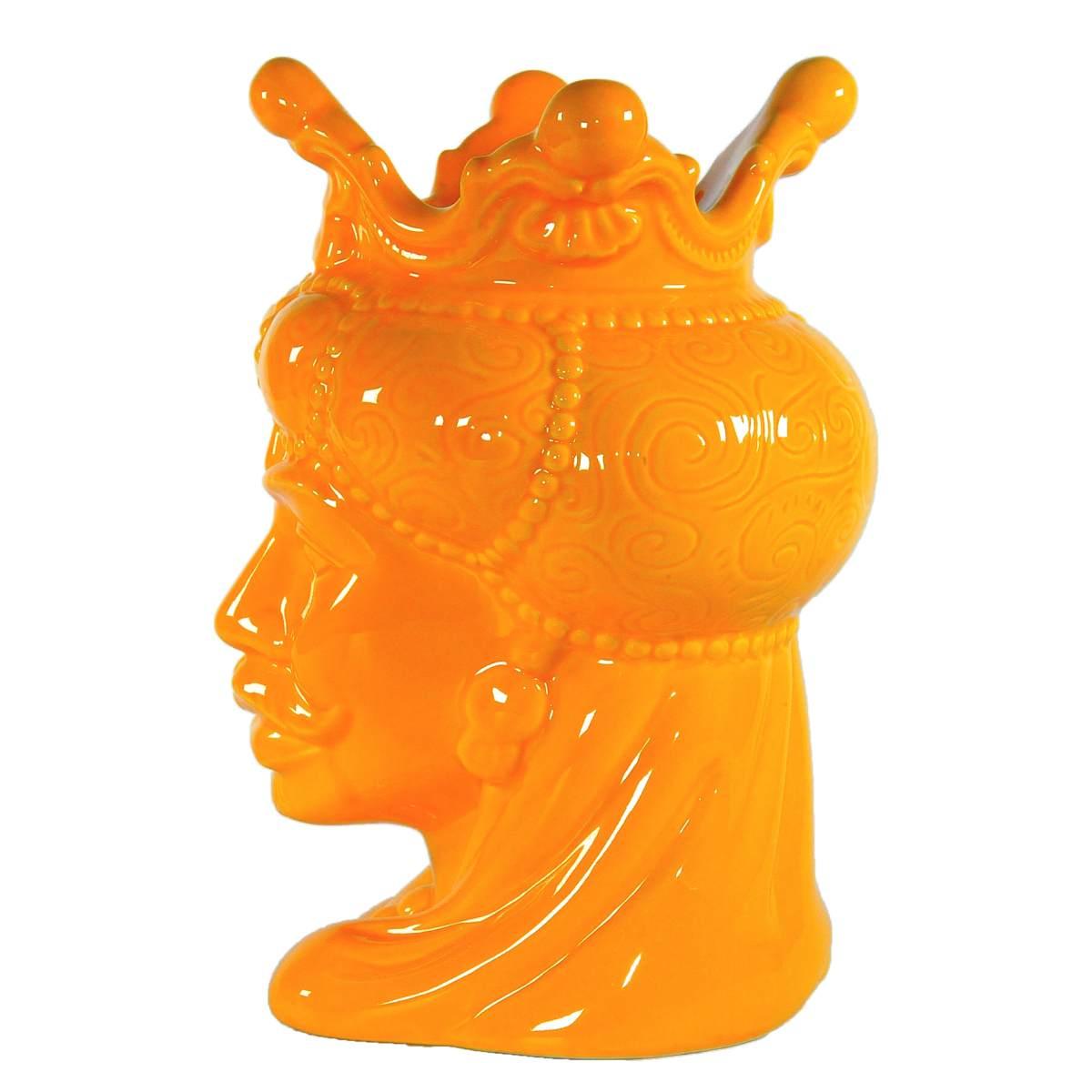 Vaso porcellana testa moro re giallo 24 cm