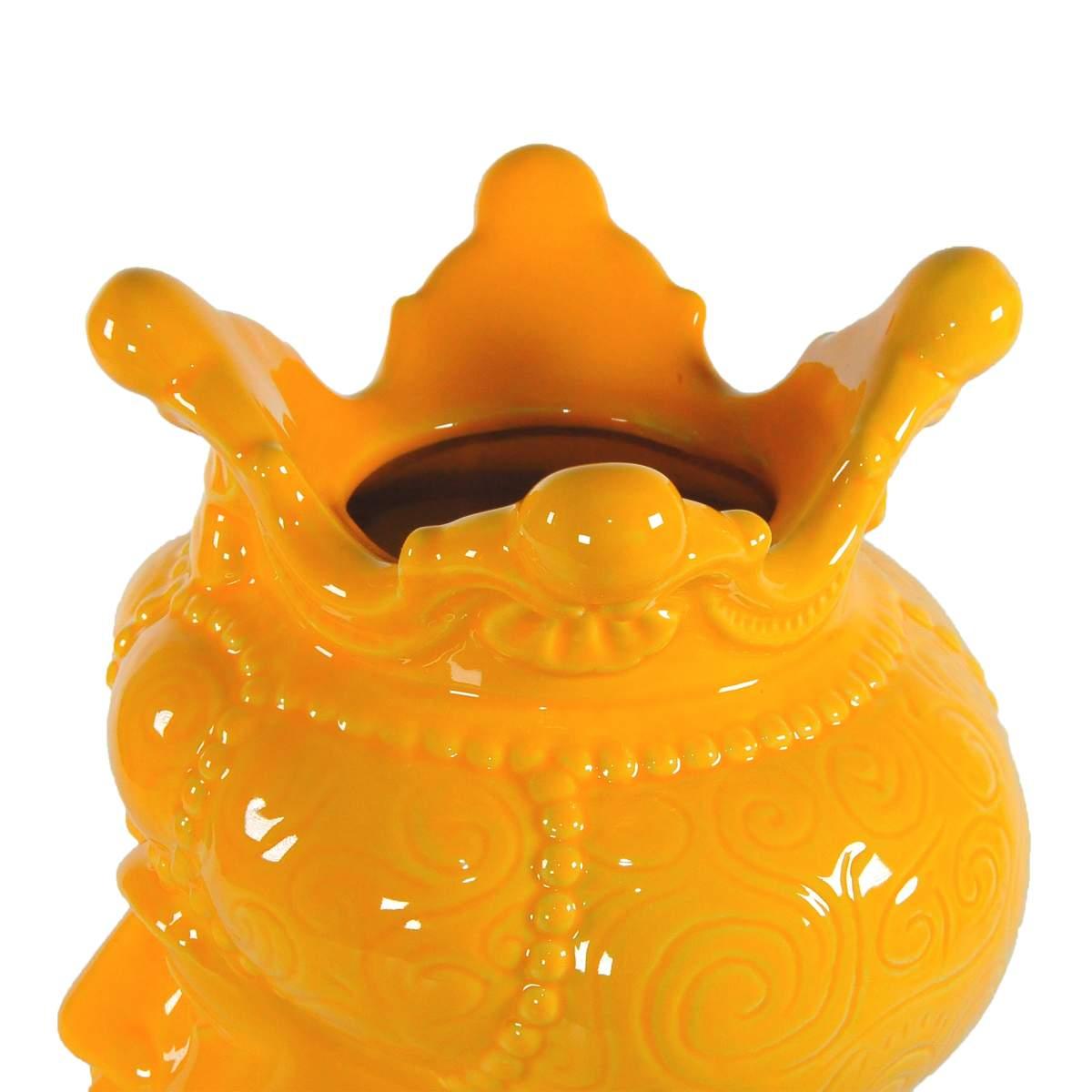 Vaso porcellana testa moro re giallo 24 cm