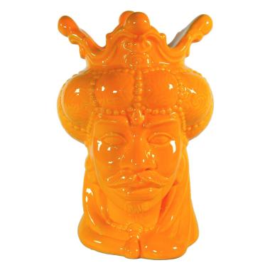 Vaso porcellana testa moro re giallo 24 cm