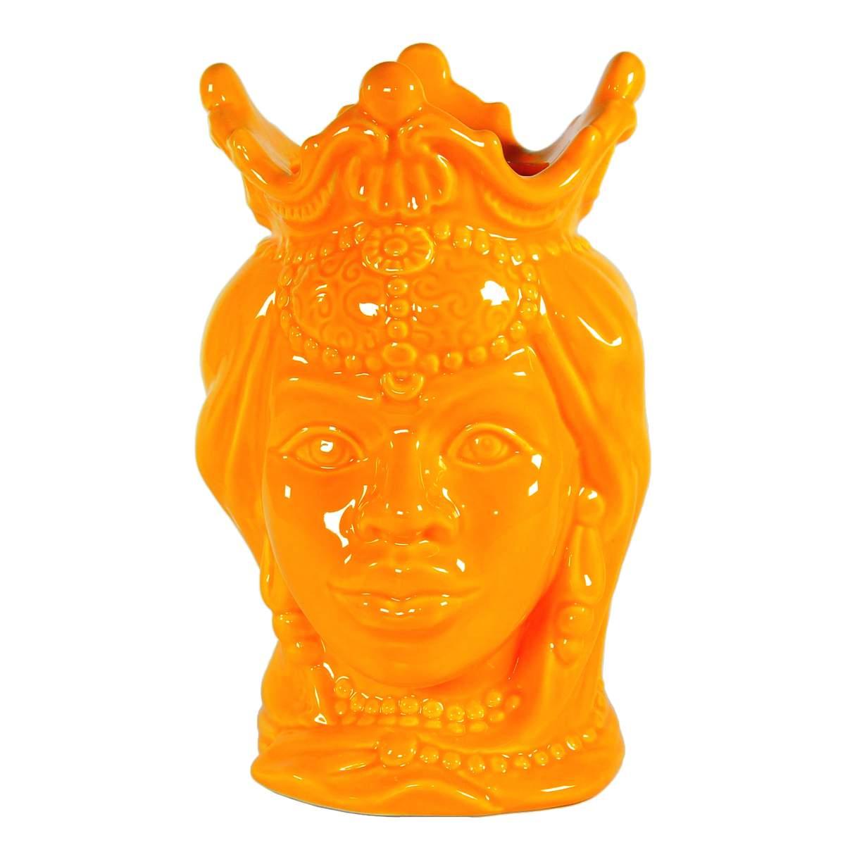 Vaso porcellana testa moro regina giallo 24 cm