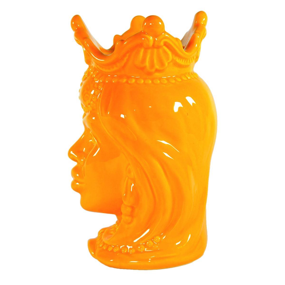 Vaso porcellana testa moro regina giallo 24 cm