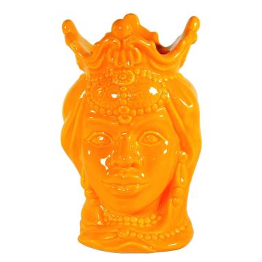 Vaso porcellana testa moro regina giallo 24 cm