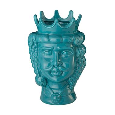 Vaso porcellana testa moro re turchese 31 cm
