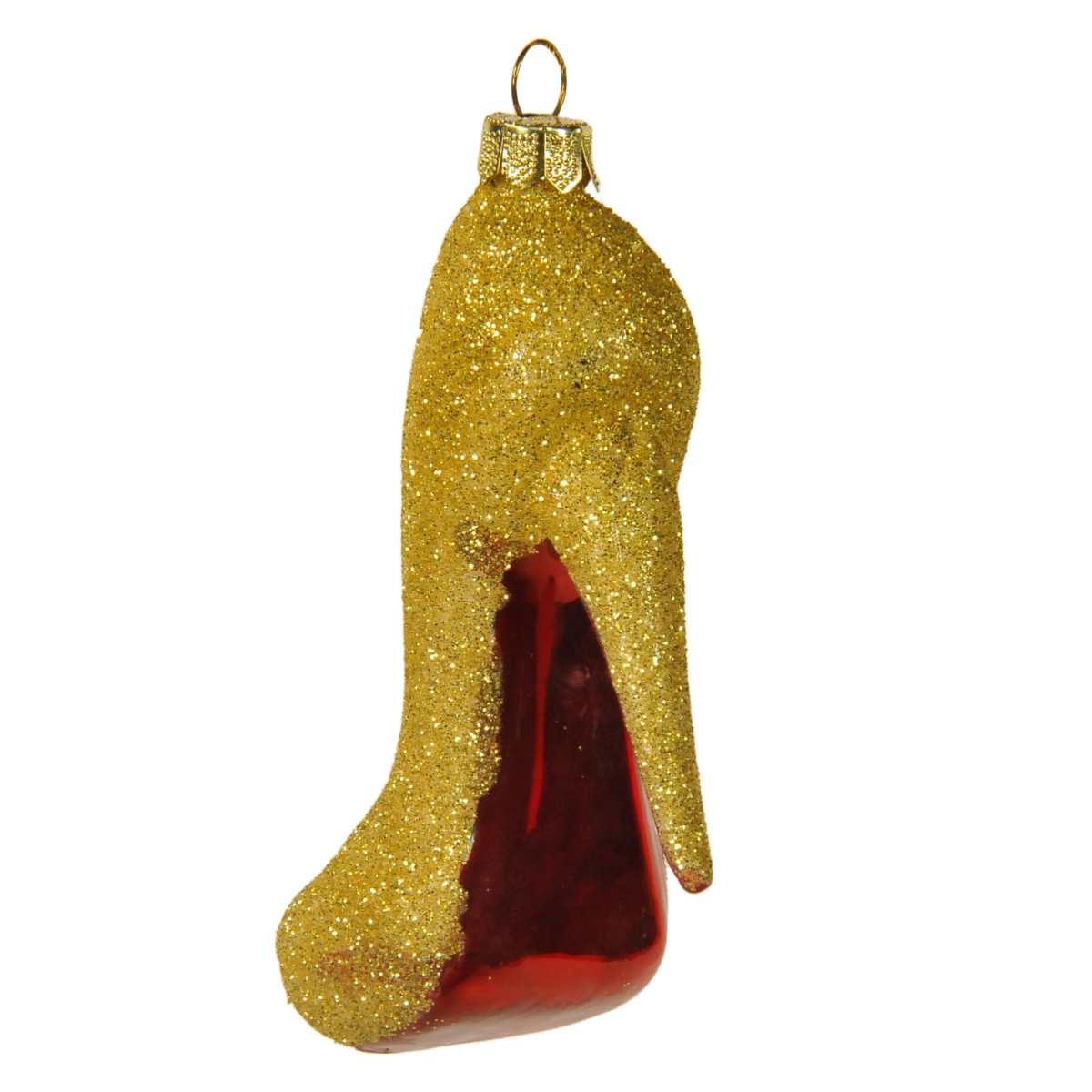 Pallina natalizia vetro collezione scarpa oro 11 cm