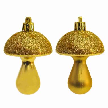 Pallina natalizia funghetto oro Set 4 pz