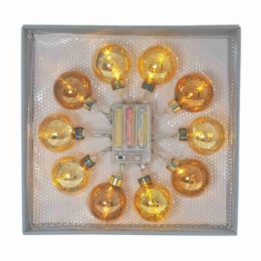 Pallina natalizia luci int led bronzo batteria Set 10 pz