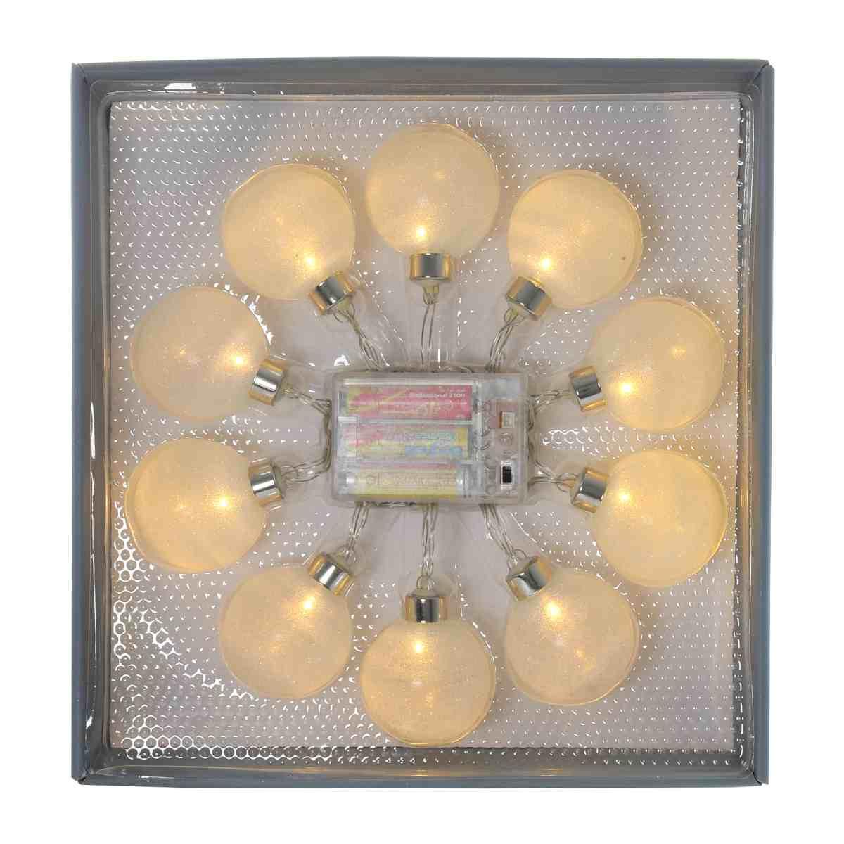 Pallina natalizia luci int led bianco batteria Set 10 pz