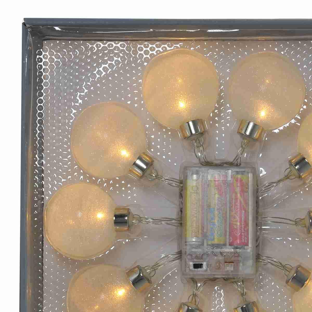 Pallina natalizia luci int led bianco batteria Set 10 pz