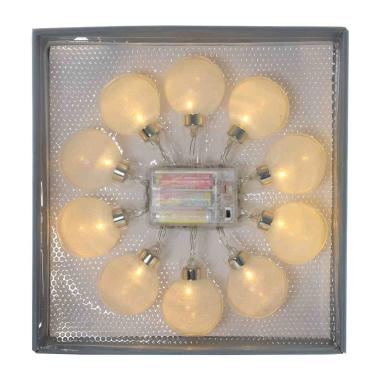 Pallina natalizia luci int led bianco batteria Set 10 pz