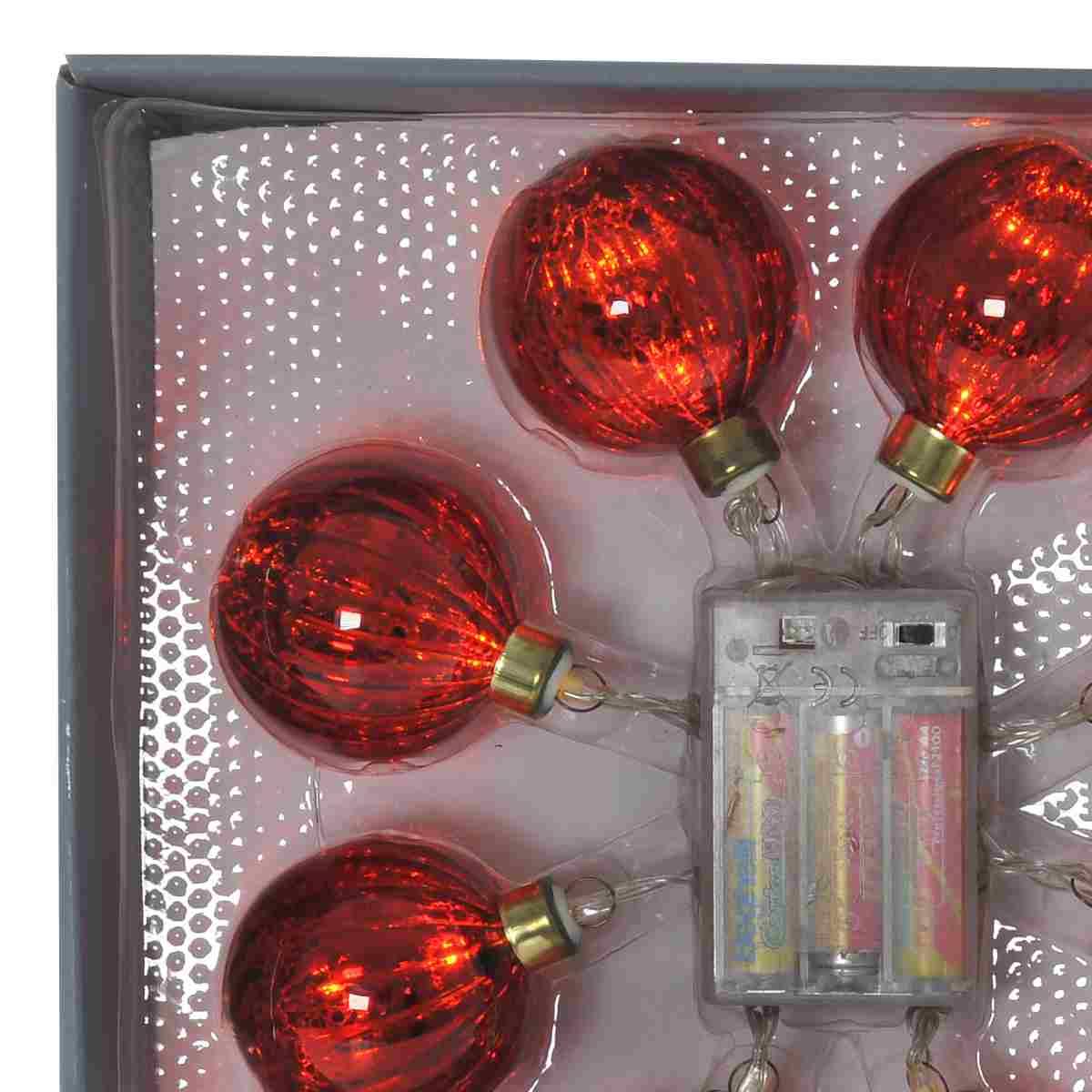Pallina natalizia luci int led rosse batteria Set 8 pz