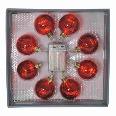 Pallina natalizia luci int led rosse batteria Set 8 pz