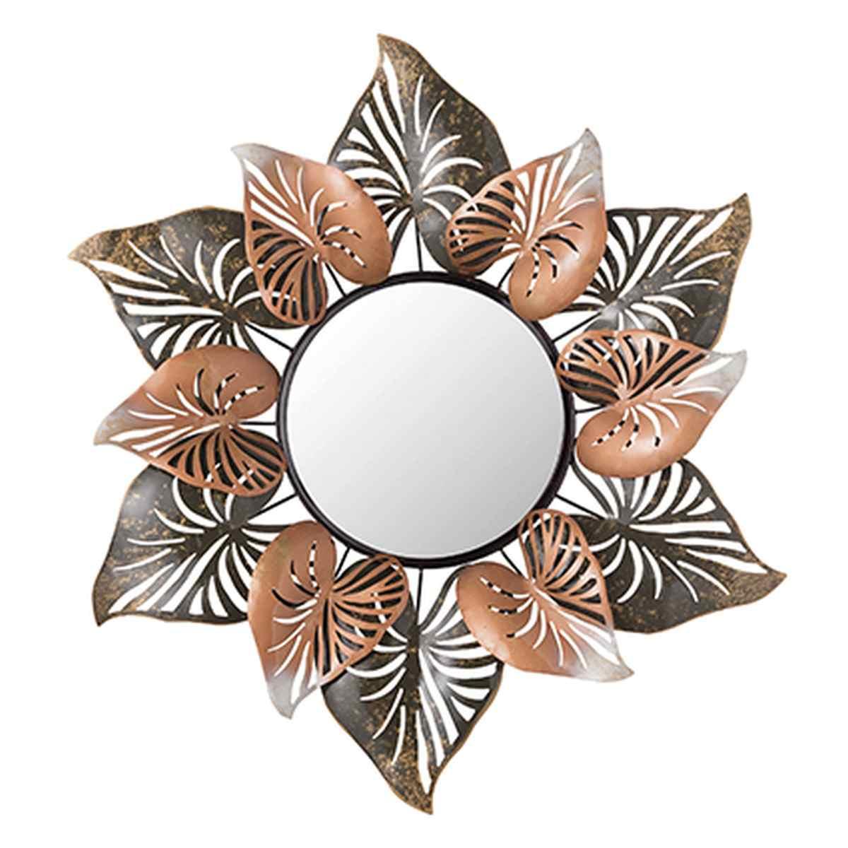 Specchio da muro metallo foglie oro bronzo