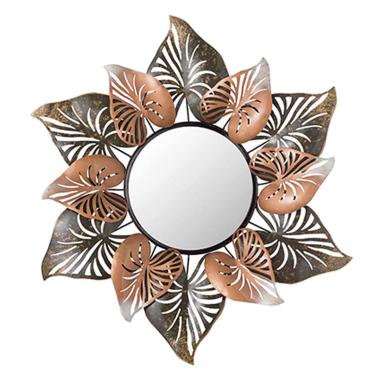 Specchio da muro metallo foglie oro bronzo