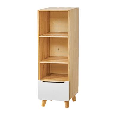 Libreria legno 4 piani cassetto bianco 114 cm