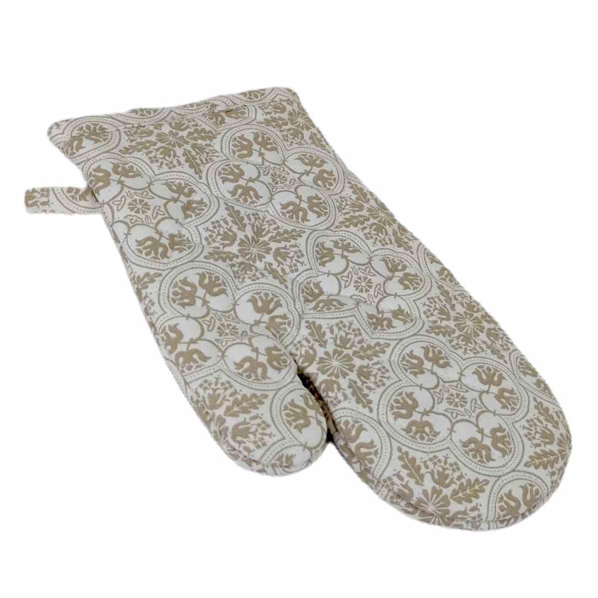 Guanto cucina fantasia fiori beige