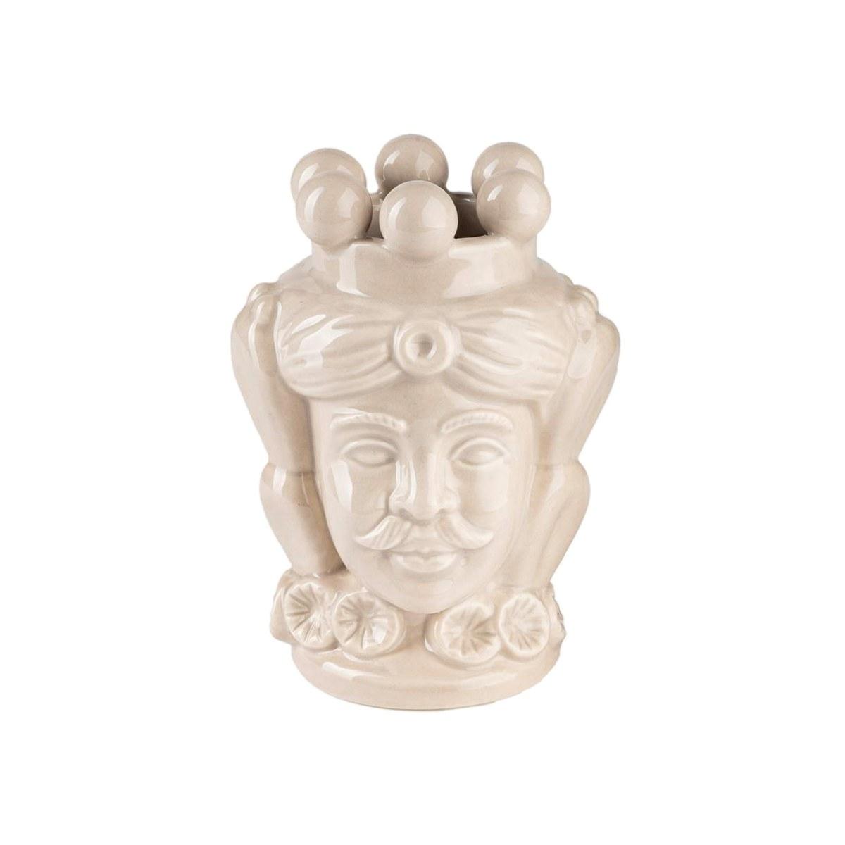 Vaso porcellana testa moro re beige 8 x 14 cm