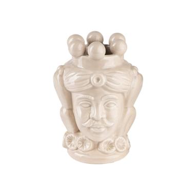 Vaso porcellana testa moro re beige 8 x 14 cm
