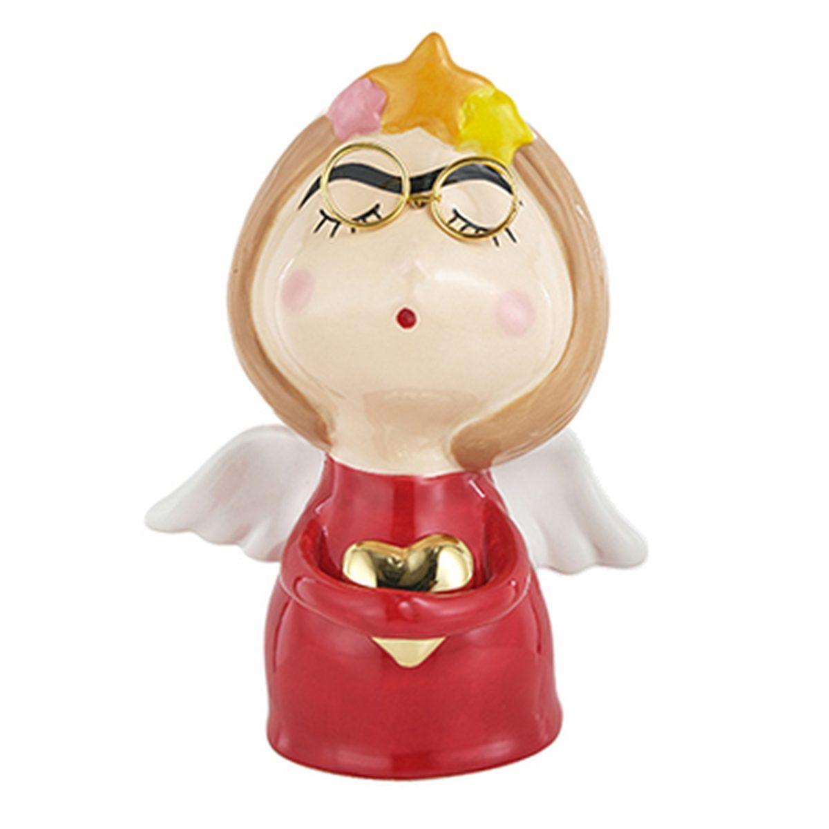 Angelo ceramica abito rosso occhiali 17 cm
