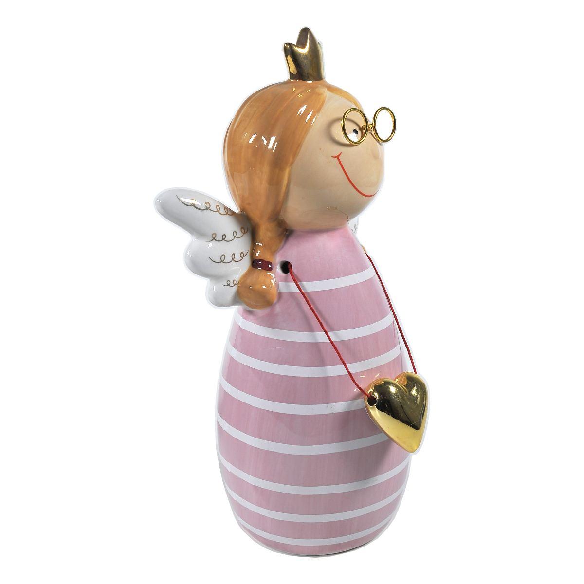 Angelo ceramica abito rosa occhiali 26 cm