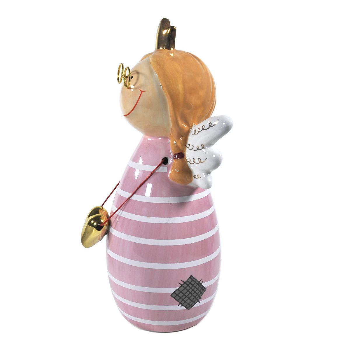 Angelo ceramica abito rosa occhiali 26 cm