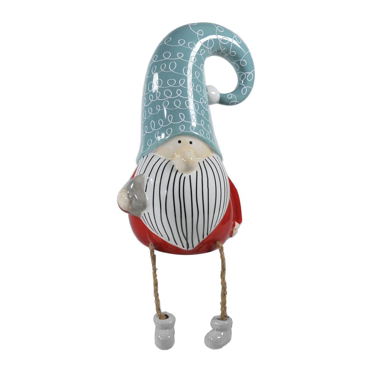 Gnomo natalizio ceramica gambe 22 cm