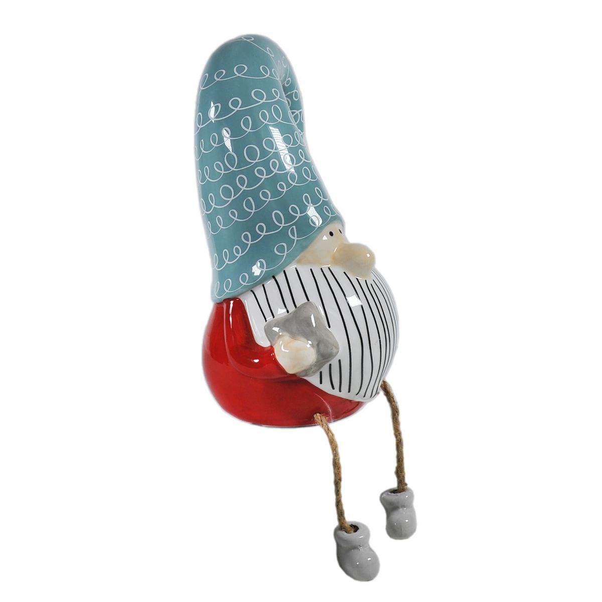 Gnomo natalizio ceramica gambe 22 cm