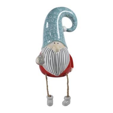 Gnomo natalizio ceramica gambe 22 cm