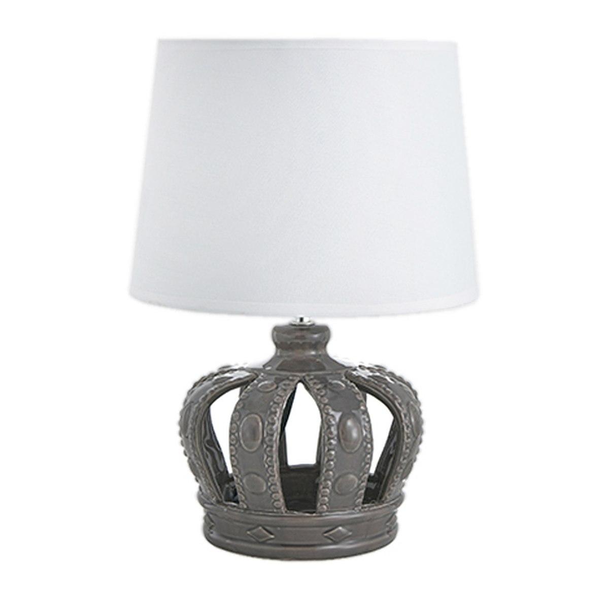 Lampada tavolo ceramica corona grigia 38 cm