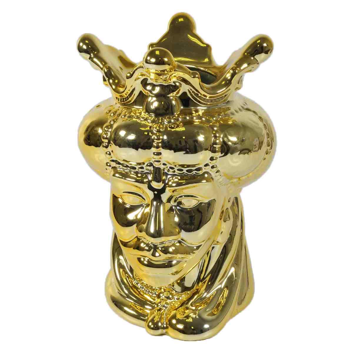 Vaso porcellana testa moro re oro 24 cm