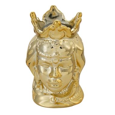 Vaso porcellana testa moro regina oro 24 cm