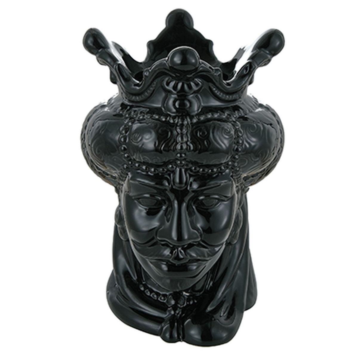 Vaso porcellana testa moro re nero 24 cm