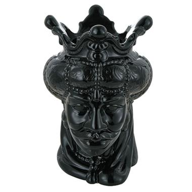 Vaso porcellana testa moro re nero 24 cm