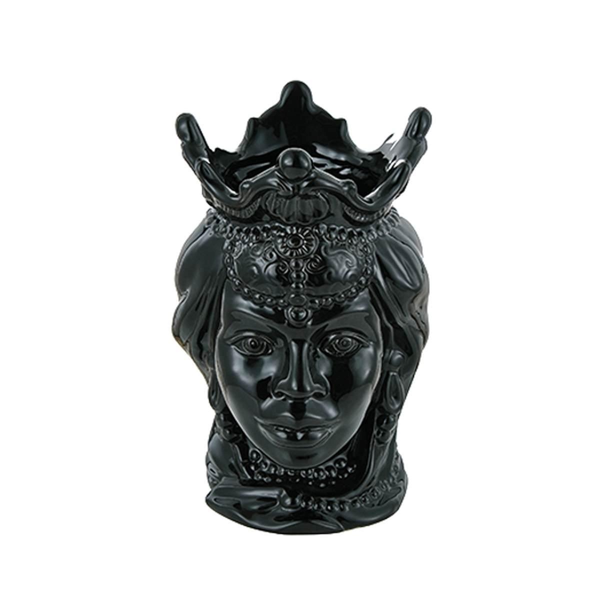 Vaso porcellana testa moro regina nero 24 cm