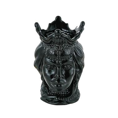 Vaso porcellana testa moro regina nero 24 cm