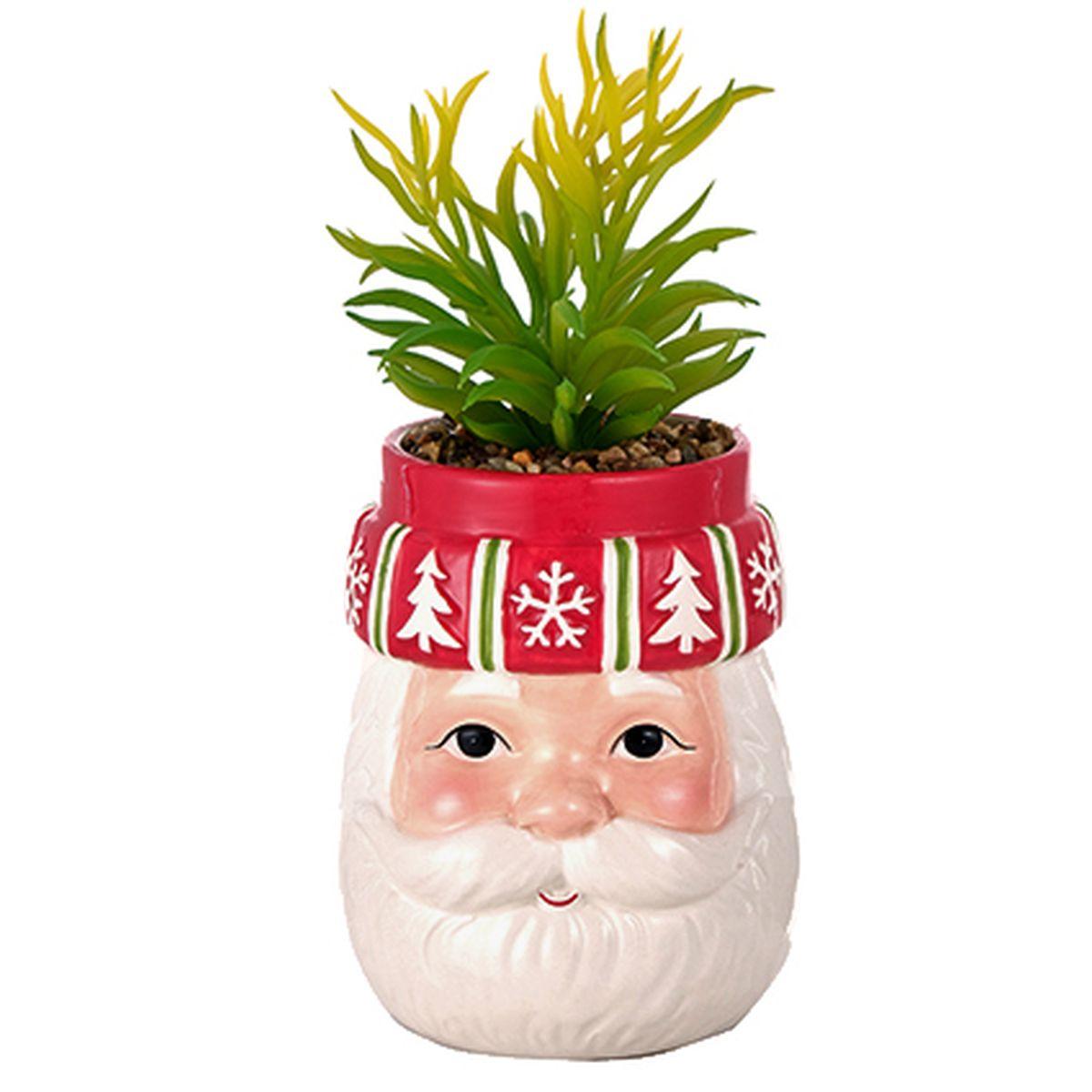 Vaso natale ceramica babbo natale pianta 25 cm