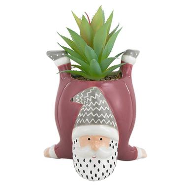 Vaso natale ceramica babbo natale rosa pianta