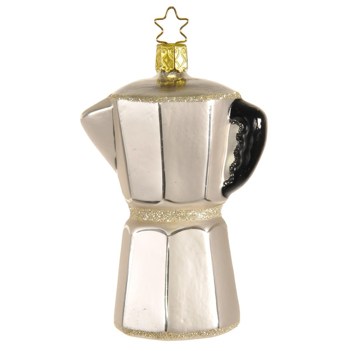 Pallina natalizia vetro collezione caffettiera 9 cm
